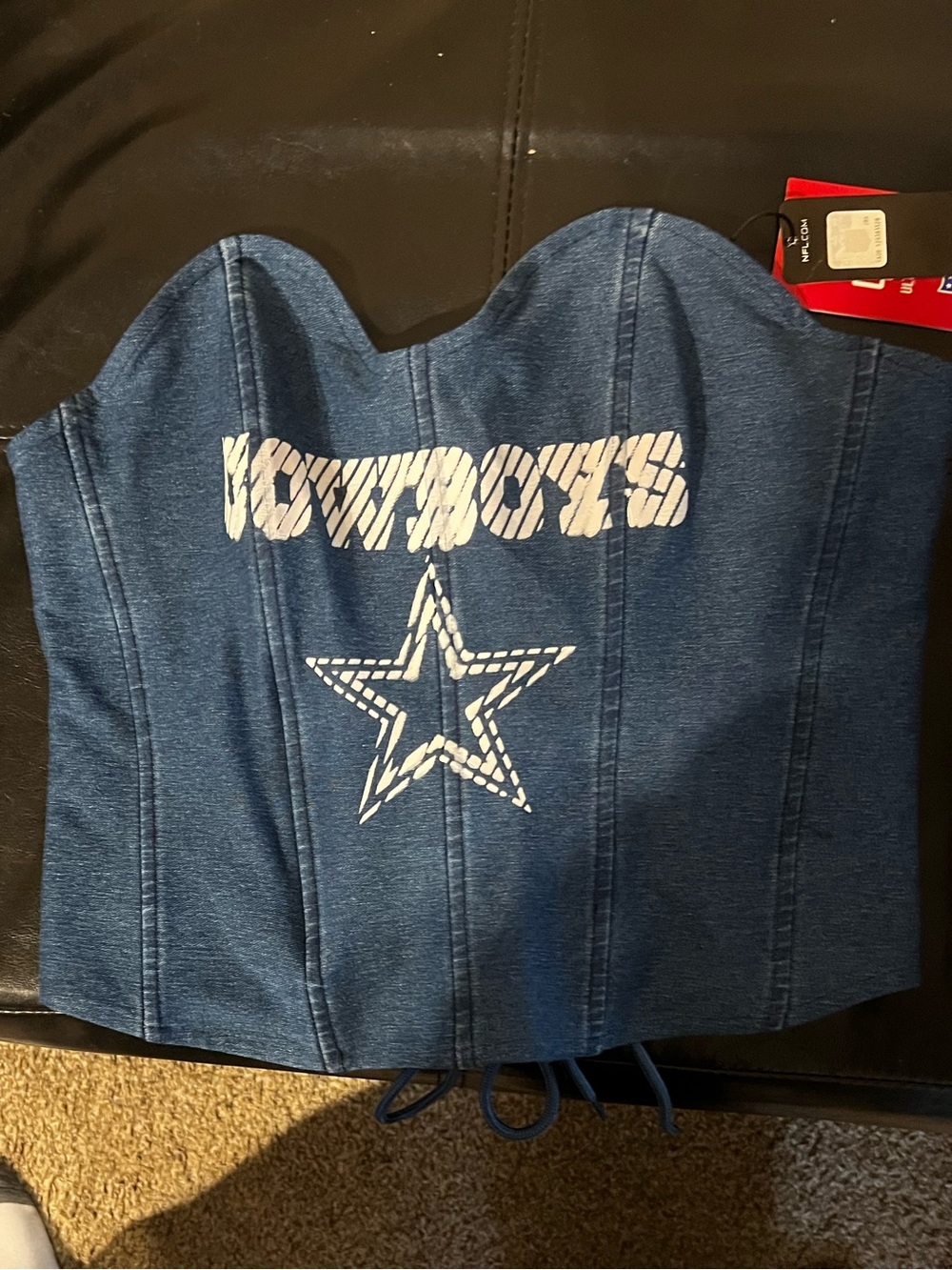 NFL Blue Denim Cowboys Strapless Corset Top